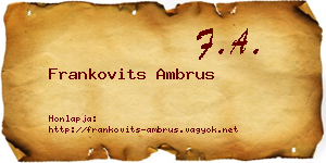Frankovits Ambrus névjegykártya